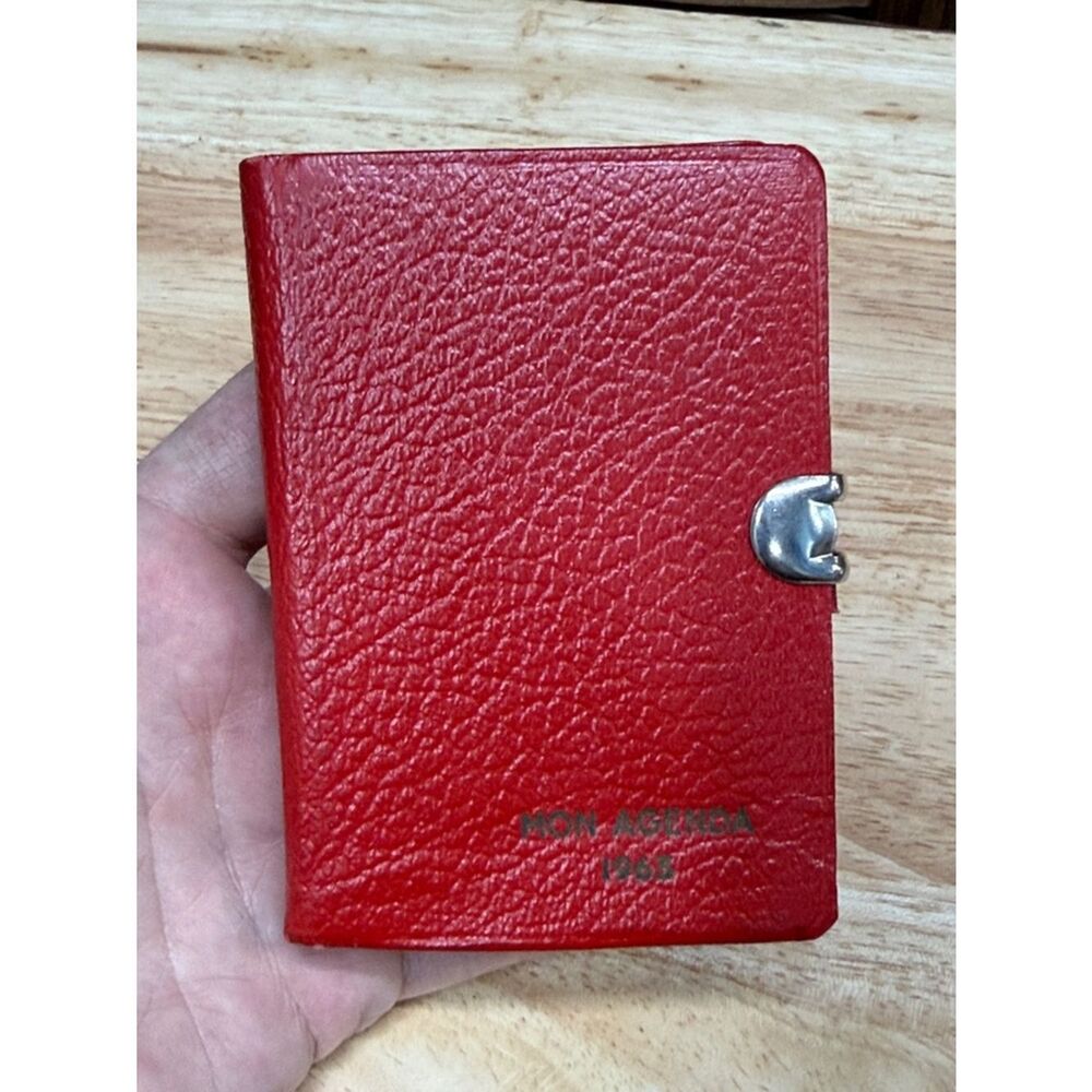 Antique 1963 Red Faux-Leather Agenda with Snap Closure